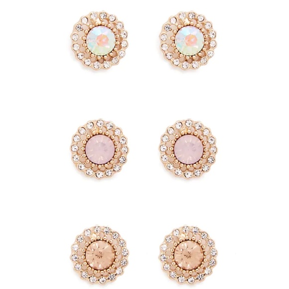 BRAND NEW Rhinestone & Faux Gem Stud Earrings Set - Picture 1 of 2